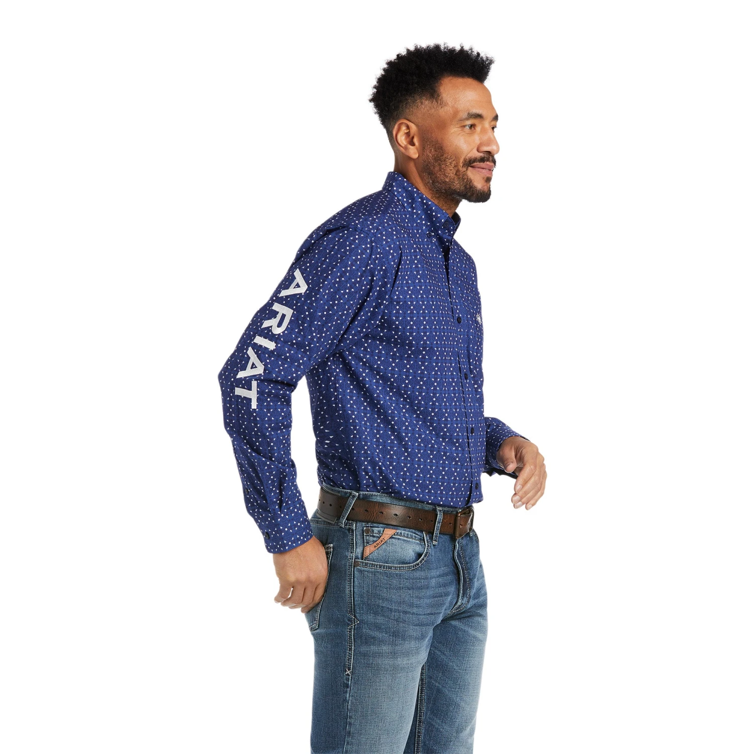 Men's Ariat Blue Team Wolf Button Down Long Sleeve #10038089-C 1 Men's Ariat Blue Team Wolf Button Down Long Sleeve #10038089-C