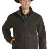 Men's Panhandle Black Solid Bomber Coat #RRMO92RZX1