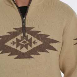 Men's Cinch 1/4 Zip Aztec Print Pullover Sweater #MWK1560002KHA -Deals Classy Mania Store 9c09af20fe8faa65a6292d416c2c84e0