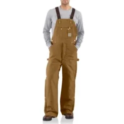 Men's Carhartt Zip-To-Thigh Quilt Lined Bib Overall #R41BRN-C