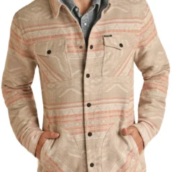 Deals Classy Mania Store 8 Men's Panhandle Taupe Aztec Shirt Jacket #RRMO92RZWN