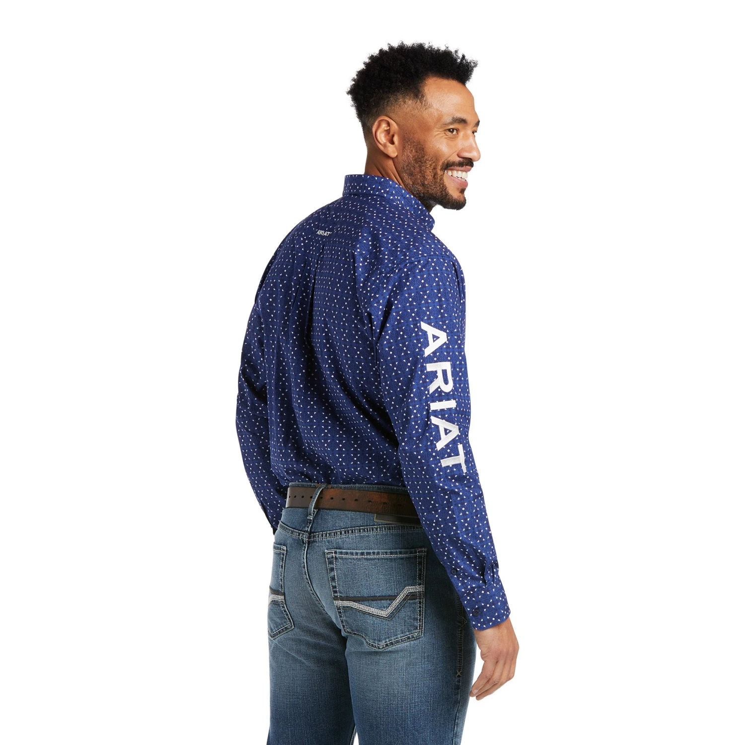 Men's Ariat Blue Team Wolf Button Down Long Sleeve #10038089-C 2 Men's Ariat Blue Team Wolf Button Down Long Sleeve #10038089-C - Image 2