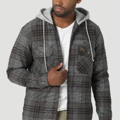Men's Wrangler Riggs Hooded Flannel Work Jacket #112317243