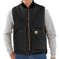 Men's Carhartt Relaxed Fit Firm Duck Insulated Vest #V01-BLK